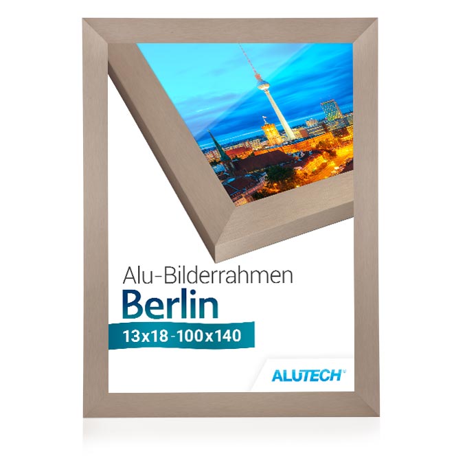 Alu-Bilderrahmen Berlin - altsilber fein gebürstet - 15 x 21 cm (DIN A5) - Plexiglas® UV 100 matt