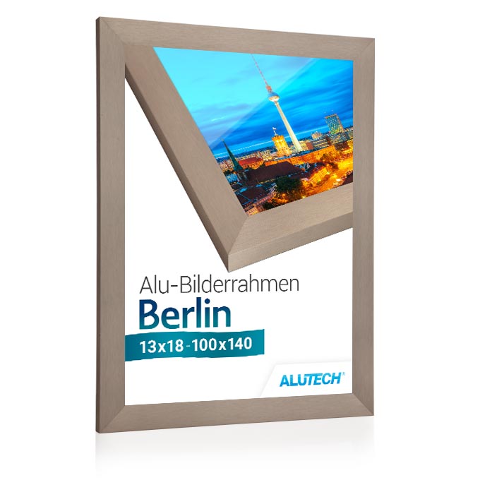 Alu-Bilderrahmen Berlin - altsilber fein gebürstet - 50 x 70 cm - Polystyrol antireflex