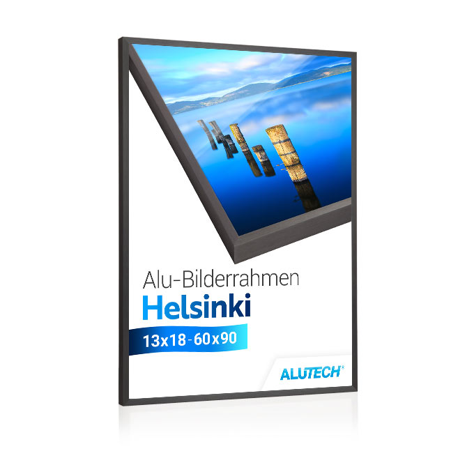 Alu-Bilderrahmen Helsinki - anthrazit fein gebürstet- 18 x 24 cm - Plexiglas® UV 100 matt