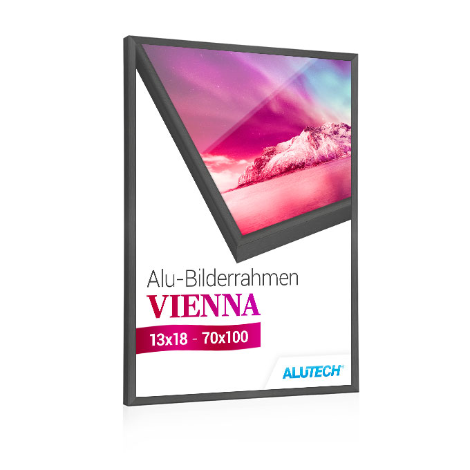 Alu-Bilderrahmen Vienna - anthrazit fein gebürstet - 59,4 x 84 cm (DIN A1) - Polycarbonat klar