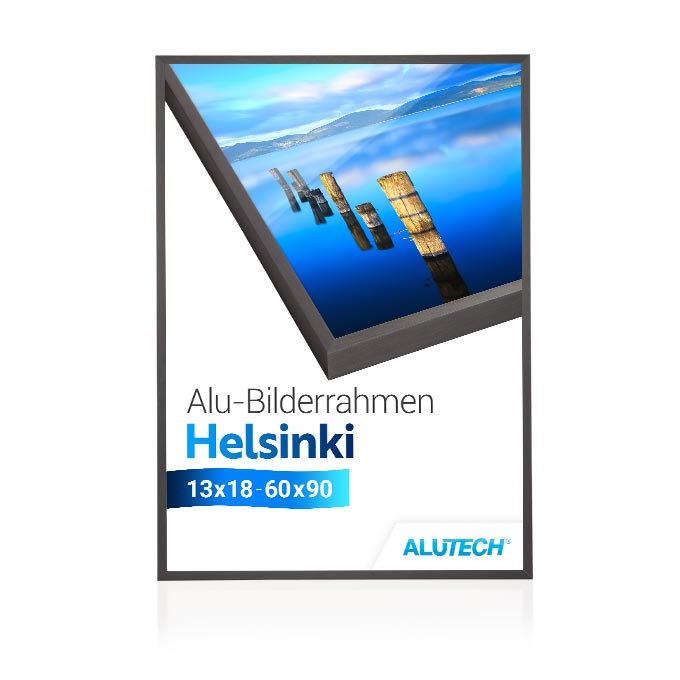 Alu-Bilderrahmen Helsinki - anthrazit fein gebürstet - 13 x 18 cm - Plexiglas® UV 100 matt - mit Aufsteller