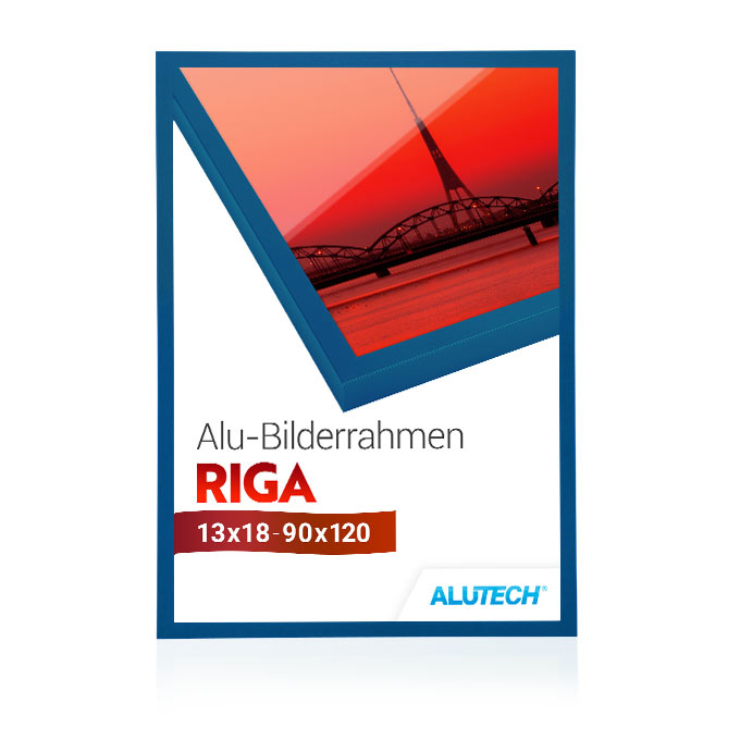 Alu-Bilderrahmen Riga - blau matt (RAL 5010) - 21 x 29,7 cm (DIN A4) - Plexiglas® UV 100 matt
