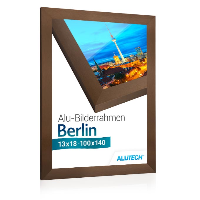 Alu-Bilderrahmen Berlin - bronze fein gebürstet - 13 x 18 cm - Polycarbonat klar
