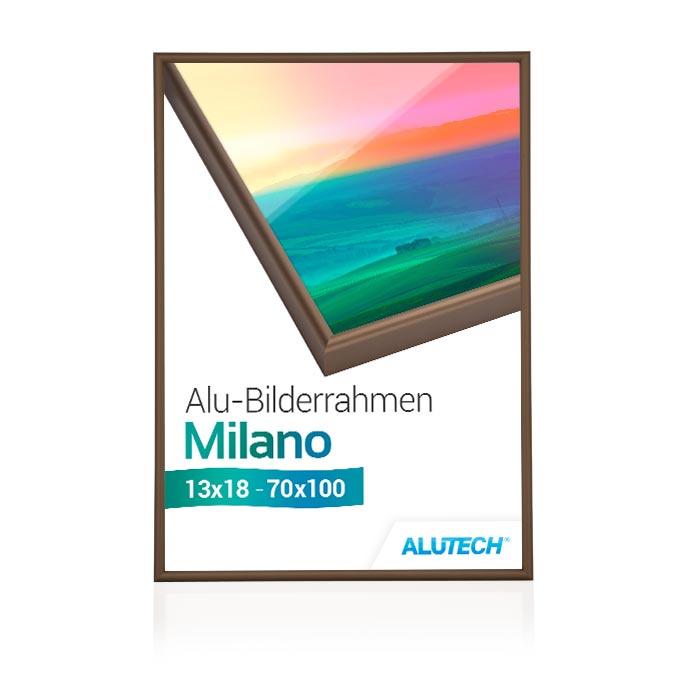 Alu-Bilderrahmen Milano - bronze matt - 13 x 18 cm - Polycarbonat klar - mit Aufsteller