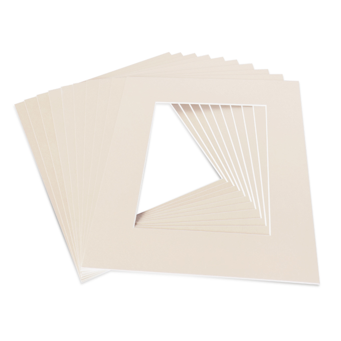 White Core Schrägschnitt-Passepartout - creme - 20 x 25 cm - Ausschnitt 12,4 x 17,4 cm - 10er Pack