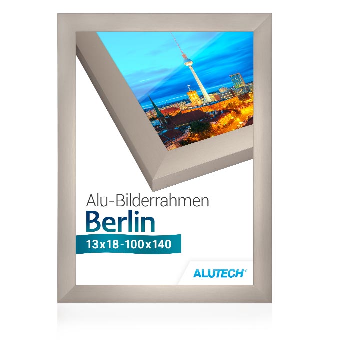 Alu-Bilderrahmen Berlin - edelstahlfarbig - 60 x 80 cm - Polystyrol antireflex