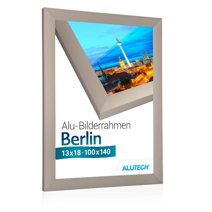 Alu-Bilderrahmen Berlin - edelstahlfarbig - 59,4 x 84 cm (DIN A1) - Plexiglas® UV 100 matt