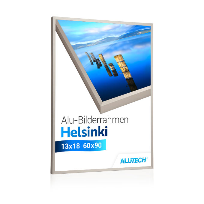 Alu-Bilderrahmen Helsinki - edelstahlfarbig - 13 x 18 cm - Polystyrol klar - mit Aufsteller