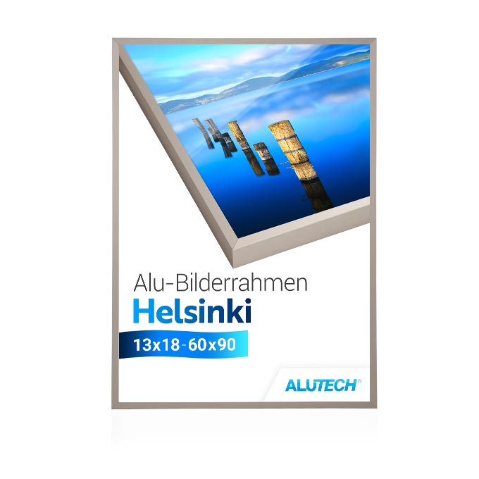 Alu-Bilderrahmen Helsinki - edelstahlfarbig - 18 x 24 cm - Polystyrol antireflex