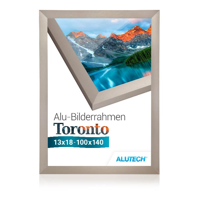 Alu-Bilderrahmen Toronto - edelstahlfarbig - 13 x 18 cm - Polystyrol antireflex