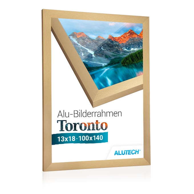 Alu-Bilderrahmen Toronto - gold fein gebürstet - 84 x 118,9 cm (DIN A0) - Polystyrol antireflex