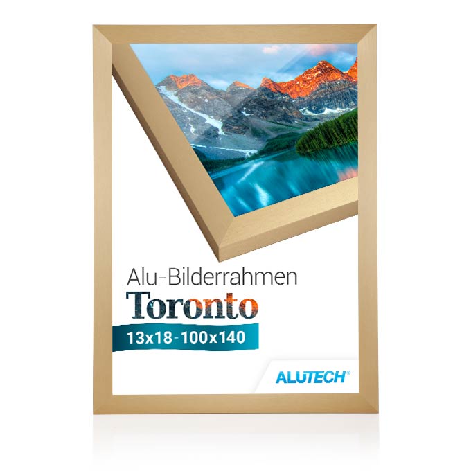Alu-Bilderrahmen Toronto - gold fein gebürstet - 84 x 118,9 cm (DIN A0) - Polystyrol antireflex