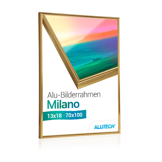 Alu-Bilderrahmen Milano - gold glanz - 15 x 21 cm (DIN A5) - Polystyrol antireflex