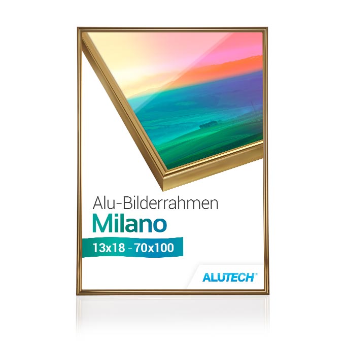 Alu-Bilderrahmen Milano - gold glanz - 59,4 x 84 cm (DIN A1) - Polystyrol antireflex