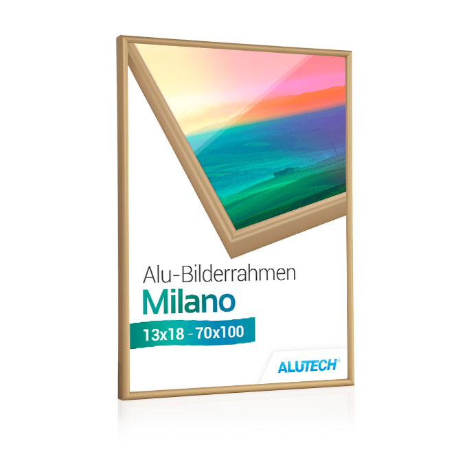 Alu-Bilderrahmen Milano - gold matt - 15 x 21 cm (DIN A5) - Polycarbonat klar
