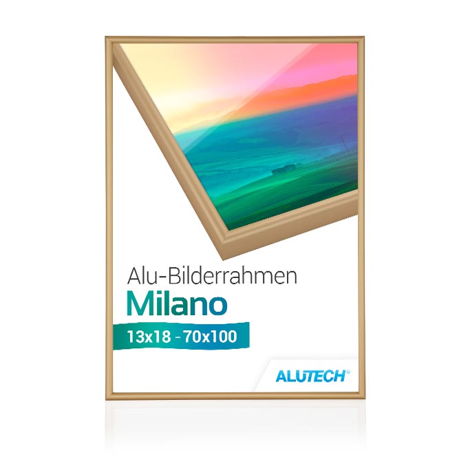 Alu-Bilderrahmen Milano - gold matt - 29,7 x 42 cm (DIN A3) - Polycarbonat klar