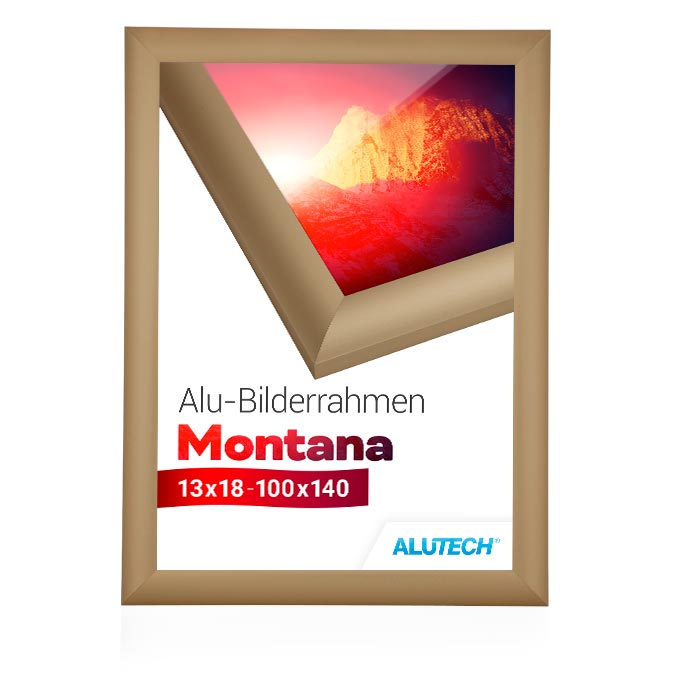 Alu-Bilderrahmen Montana - gold matt - 29,7 x 42 cm (DIN A3) - Bilderglas klar