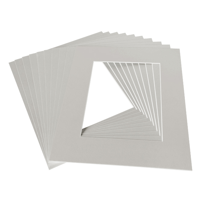 White Core Schrägschnitt-Passepartout - hellgrau - 21 x 29,7 cm (DIN A4) - Ausschnitt 12,4 x 17,4 cm