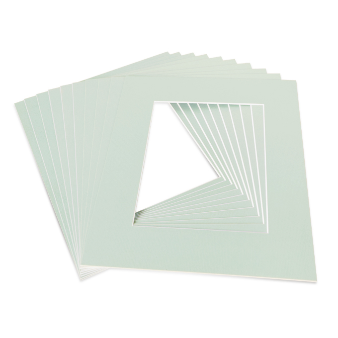 White Core Schrägschnitt-Passepartout - mintgrün - 20 x 25 cm - Ausschnitt 12,4 x 17,4 cm - 10er Pack