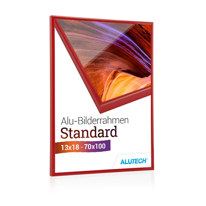 Alu-Bilderrahmen Standard - rot glanz (RAL 3000) - 15 x 21 cm (DIN A5) - Plexiglas® UV 100 matt
