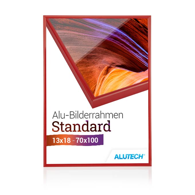 Alu-Bilderrahmen Standard - rot glanz (RAL 3000) - 15 x 21 cm (DIN A5) - Plexiglas® UV 100 matt