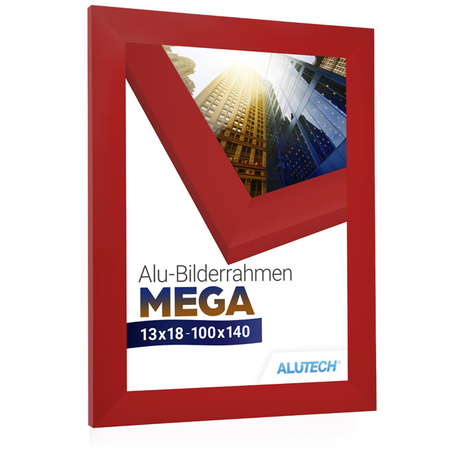 Alu-Bilderrahmen Mega - rot matt (RAL 3000) - 28 x 35 cm - Plexiglas® UV 100 matt