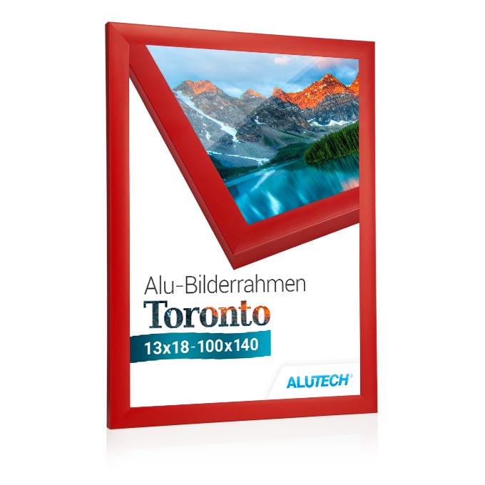Alu-Bilderrahmen Toronto - rot matt (RAL 3000) - 18 x 24 cm - Antireflexglas
