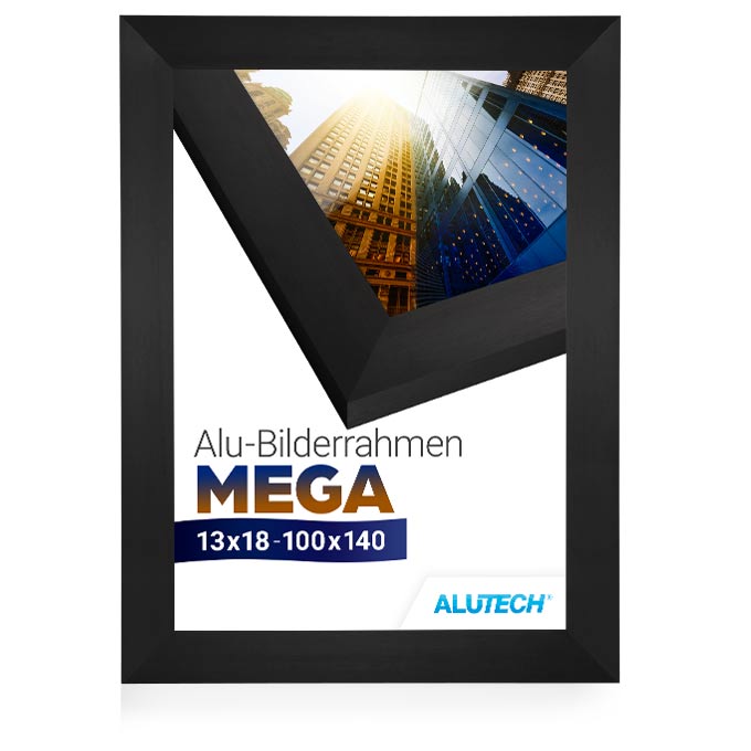 Alu-Bilderrahmen Mega - schwarz fein gebürstet - 21 x 29,7 cm (DIN A4) - Plexiglas® UV 100 matt