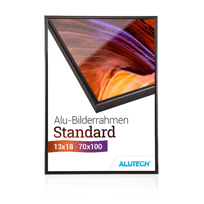 Alu-Bilderrahmen Standard - schwarz glanz (RAL 9017) - 18 x 24 cm - Plexiglas® UV 100 matt
