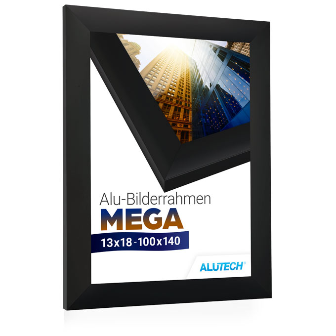 Alu-Bilderrahmen Mega - schwarz matt (RAL 9017) - 50 x 60 cm - Antireflexglas