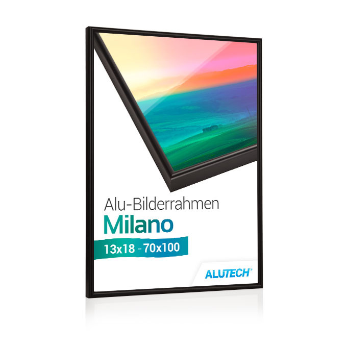 Alu-Bilderrahmen Milano - schwarz matt (RAL 9017) - 50 x 70 cm - Bilderglas klar
