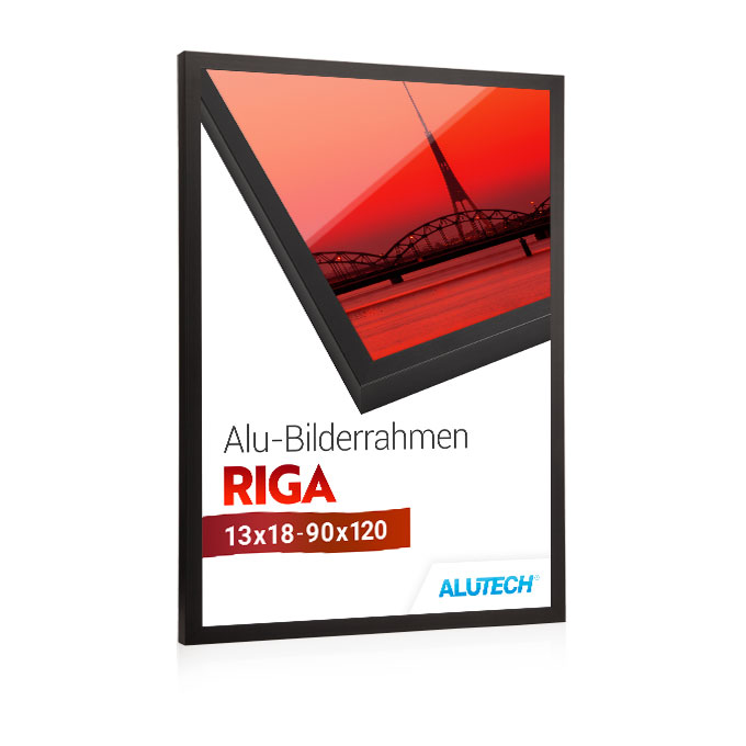 Alu-Bilderrahmen Riga - schwarz matt (RAL 9017) - 20 x 30 cm - Polycarbonat klar