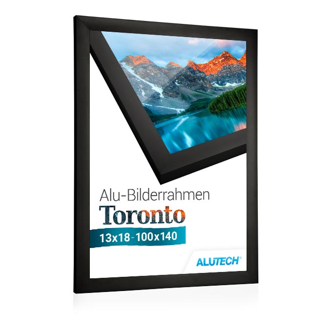 Alu-Bilderrahmen Toronto - schwarz matt (RAL 9017) - 59,4 x 84 cm (DIN A1) - Antireflexglas
