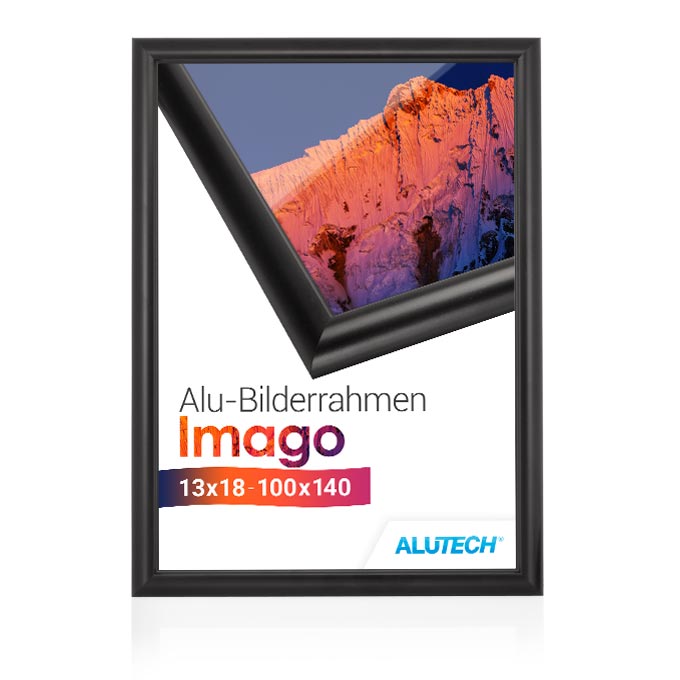 Alu-Bilderrahmen Imago - schwarz matt (RAL 9017) - 42 x 59,4 cm (DIN A2) - Plexiglas® UV 100 matt