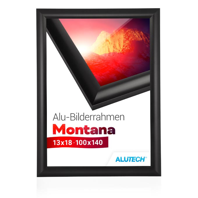 Alu-Bilderrahmen Montana - schwarz matt (RAL 9017) - 84 x 118,9 cm (DIN A0) - Polycarbonat klar