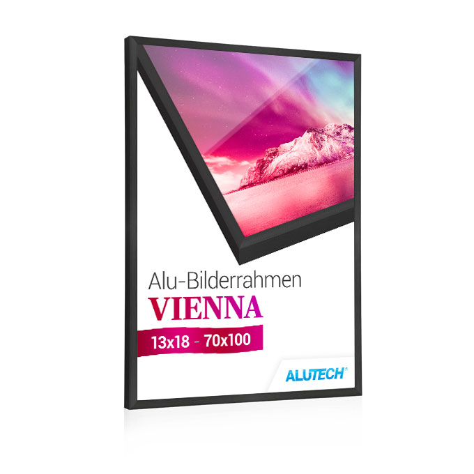 Alu-Bilderrahmen Vienna - schwarz matt gebürstet - 21 x 29,7 cm (DIN A4) - ohne Glas