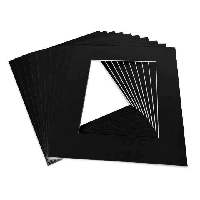 White Core Schrägschnitt-Passepartout - schwarz - 24 x 30 cm - Ausschnitt 17 x 23 cm - 10er Pack