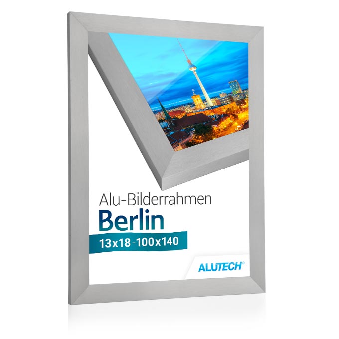 Alu-Bilderrahmen Berlin - silber fein gebürstet - 30 x 40 cm - Antireflexglas