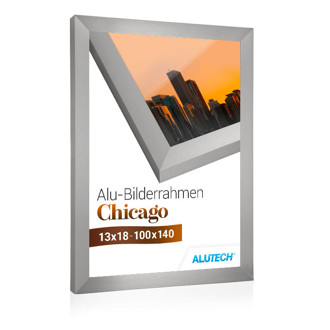 Alu-Bilderrahmen Chicago - silber fein gebürstet - 29,7 x 42 cm (DIN A3) - Polycarbonat klar