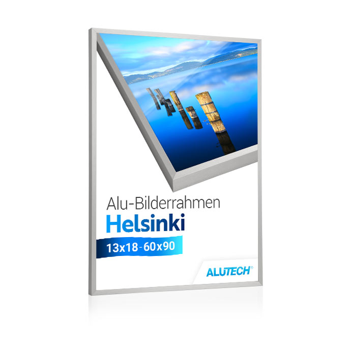 Alu-Bilderrahmen Helsinki - silber fein gebürstet - 59,4 x 84 cm (DIN A1) - Polystyrol antireflex