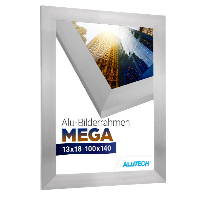 Alu-Bilderrahmen Mega - silber fein gebürstet - 59,4 x 84 cm (DIN A1) - Plexiglas® UV 100 matt
