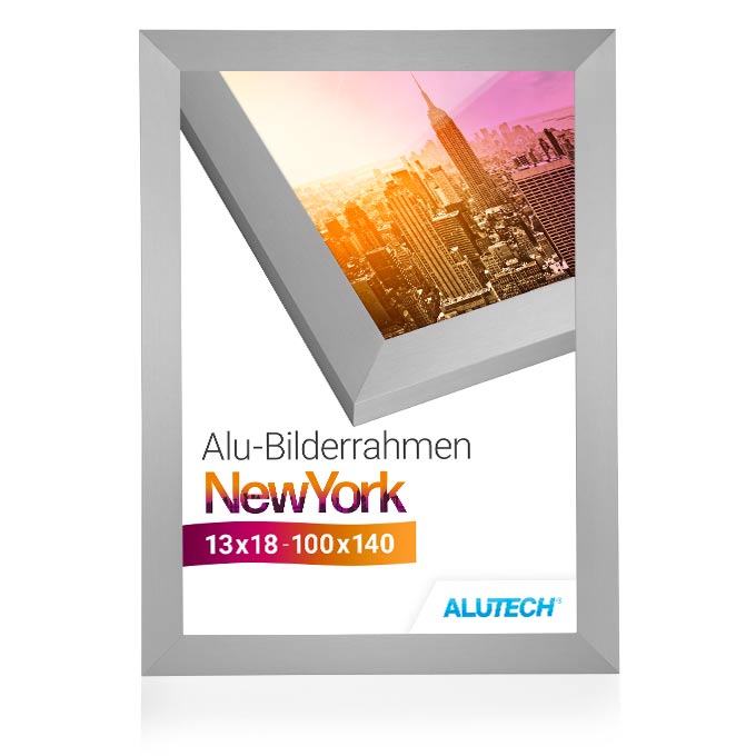 Alu-Bilderrahmen New York - silber fein gebürstet - 84 x 118,9 cm (DIN A0) - Polycarbonat klar