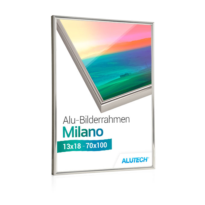 Alu-Bilderrahmen Milano - silber glanz - 18 x 24 cm - Antireflexglas