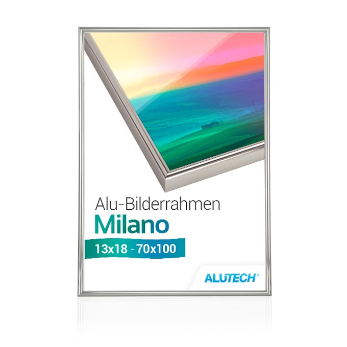 Alu-Bilderrahmen Milano - silber glanz - 13 x 18 cm - Polycarbonat klar - mit Aufsteller