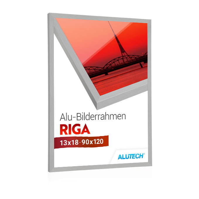 Alu-Bilderrahmen Riga - silber matt gebürstet - 15 x 21 cm (DIN A5) - Plexiglas® UV 100 matt