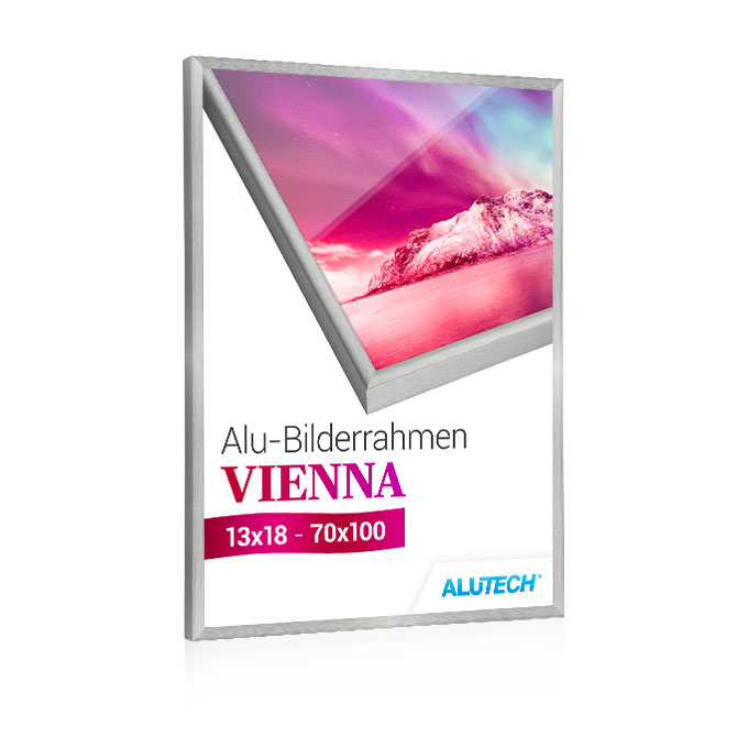 Alu-Bilderrahmen Vienna - silber matt gebürstet - 20 x 30 cm - Plexiglas® UV 100 matt