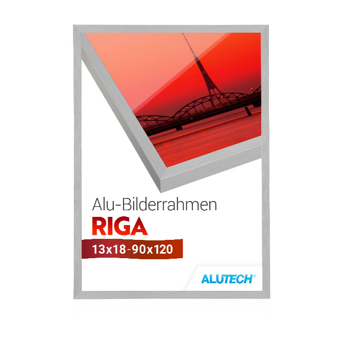 Alu-Bilderrahmen Riga - silber matt gebürstet - 15 x 21 cm (DIN A5) - Plexiglas® UV 100 matt