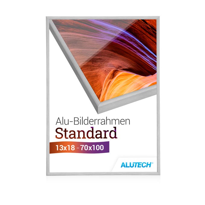 Alu-Bilderrahmen Standard - silber matt gebürstet - 18 x 24 cm - Polystyrol klar
