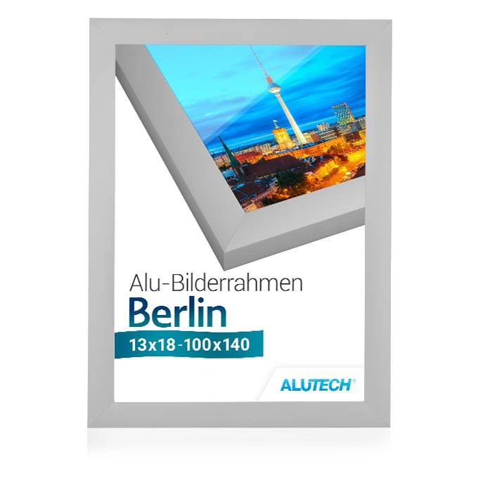 Alu-Bilderrahmen Berlin - silber matt - 21 x 29,7 cm (DIN A4) - Antireflexglas