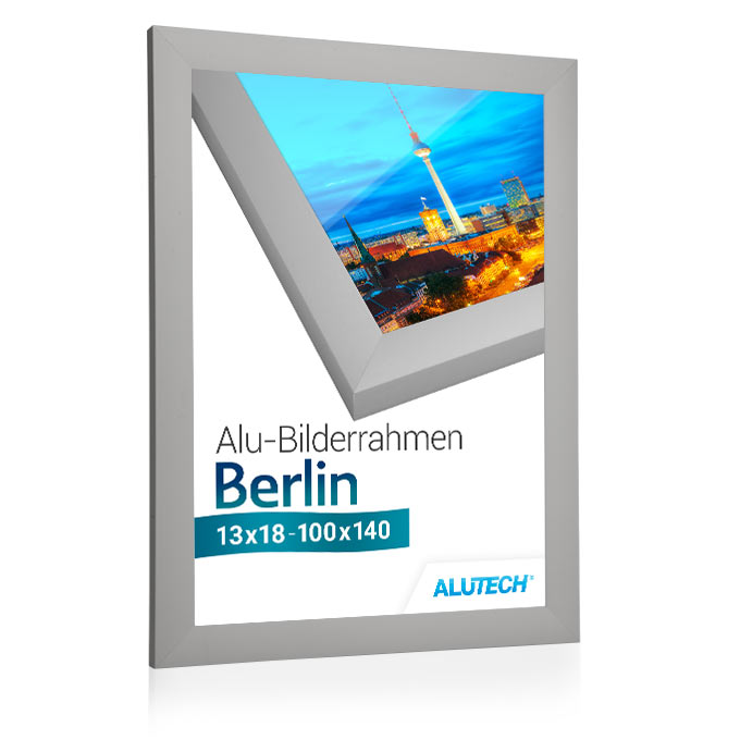 Alu-Bilderrahmen Berlin - silber matt - 15 x 21 cm (DIN A5) - Polycarbonat klar